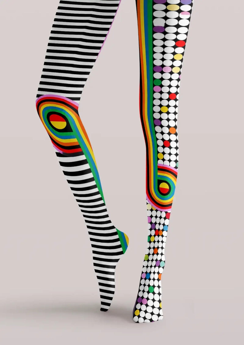 Rainbow Dot Stripe Graphic Tights Hosiery Pantyhose