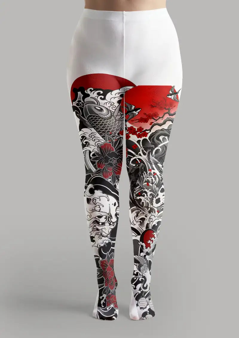 Black Japanese Tattoo Tights