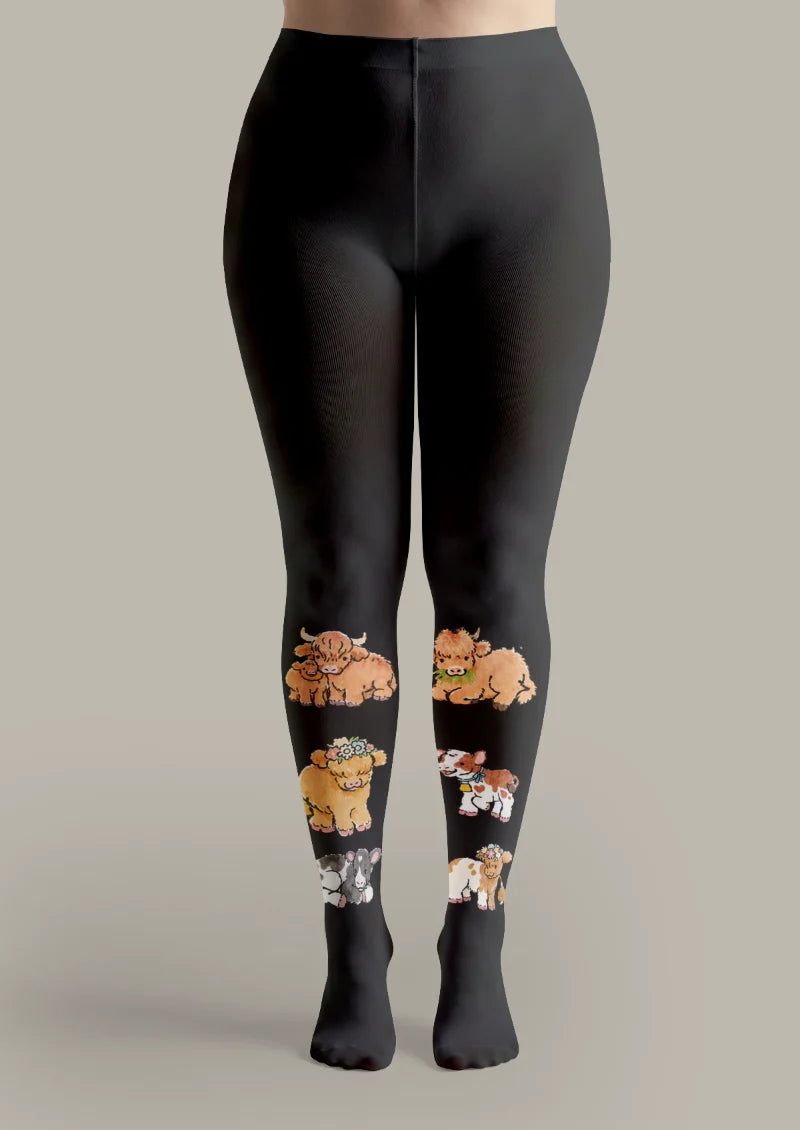 Black Highland Cow Tights