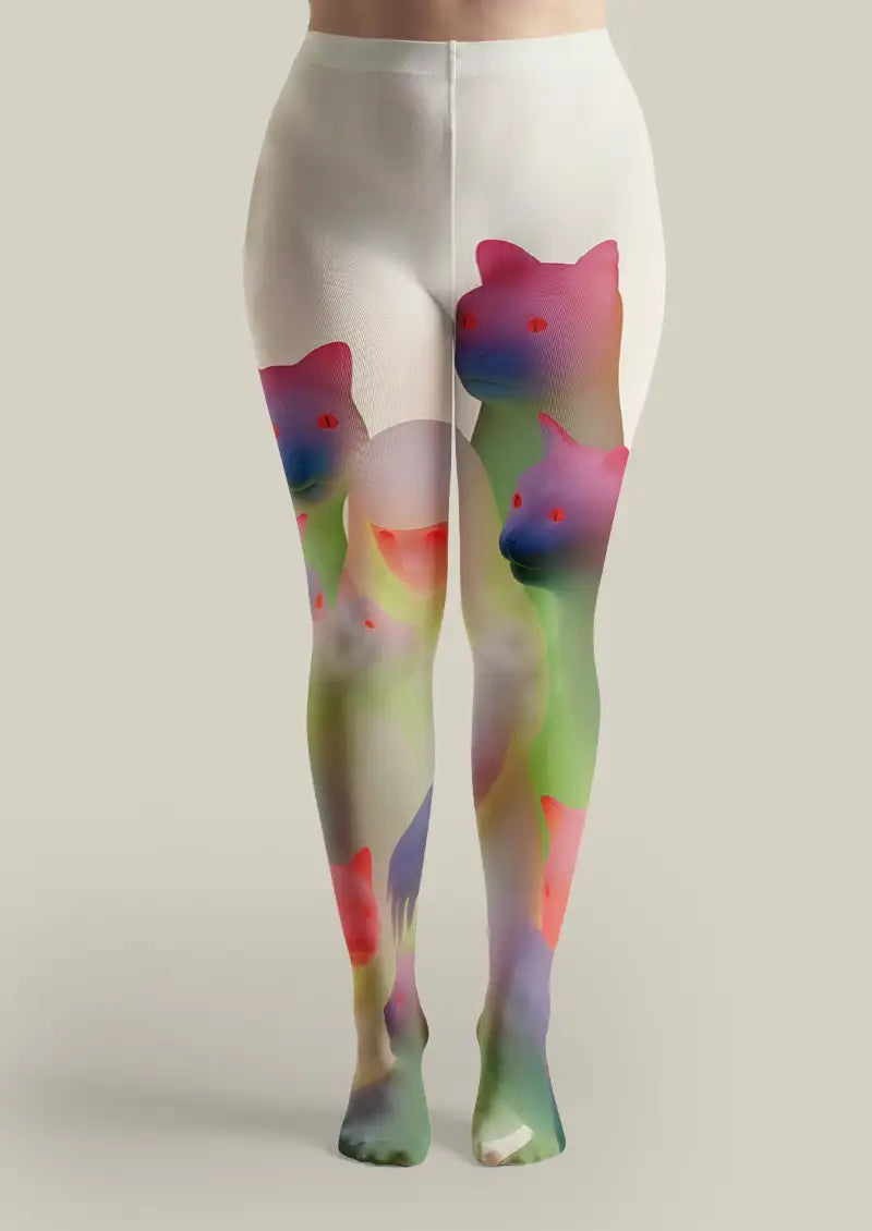 Colorful Cat Art Graphic Tights Hosiery Pantyhose