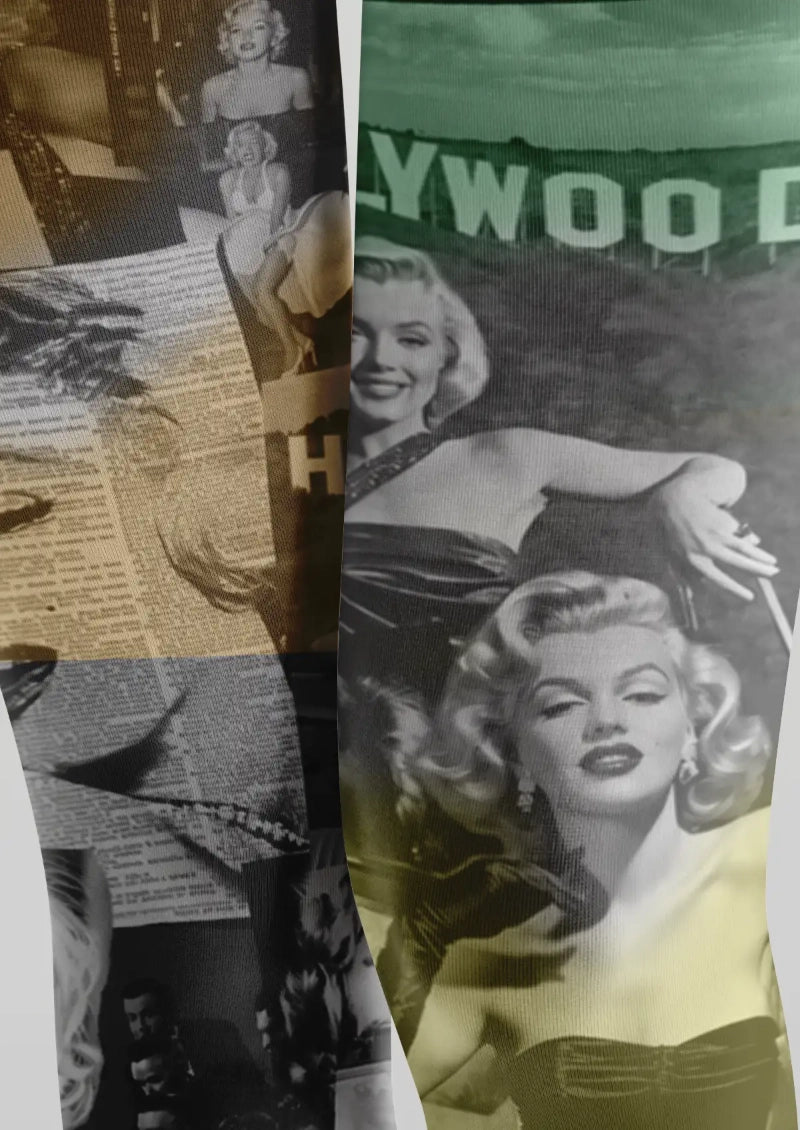 Noir Hollywood Collage Graphic Tights Hosiery Pantyhose