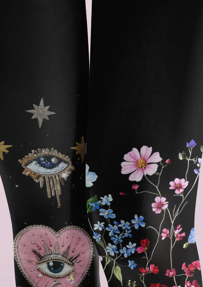 Mystic Eye Wildflower Graphic Tights Hosiery Pantyhose