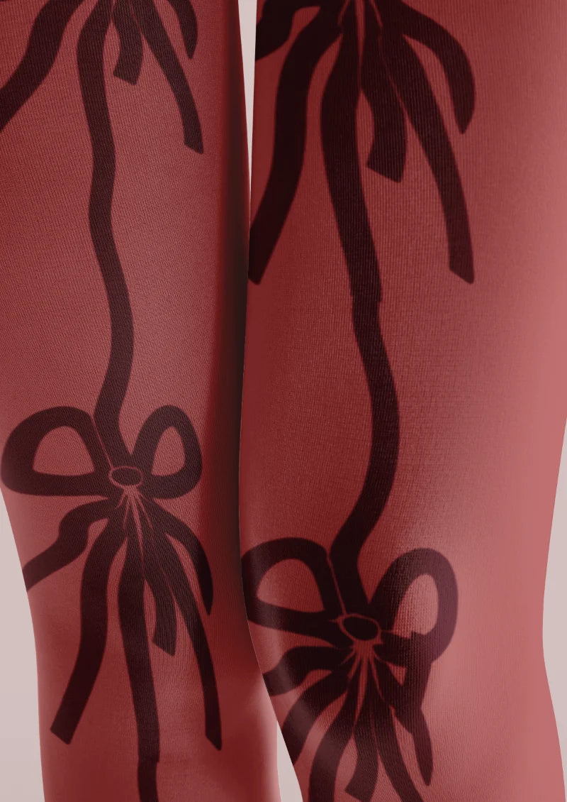 Red Ribbon Bow Tights