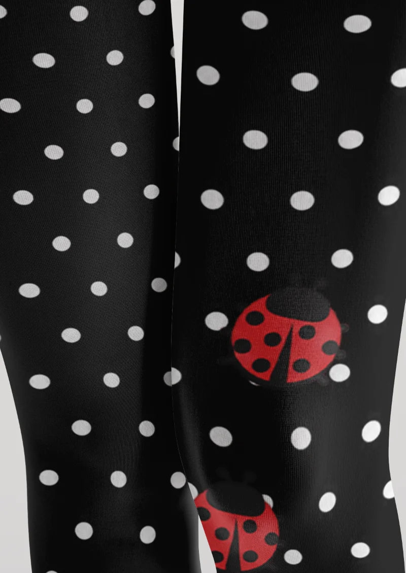Black Ladybug Polka Dot Tights
