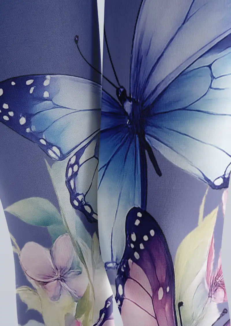 Butterfly Floral Print Tights Hosiery Pantyhose