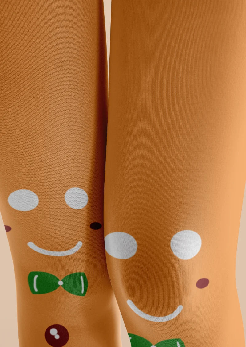 Orange Gingerbread Face Tights