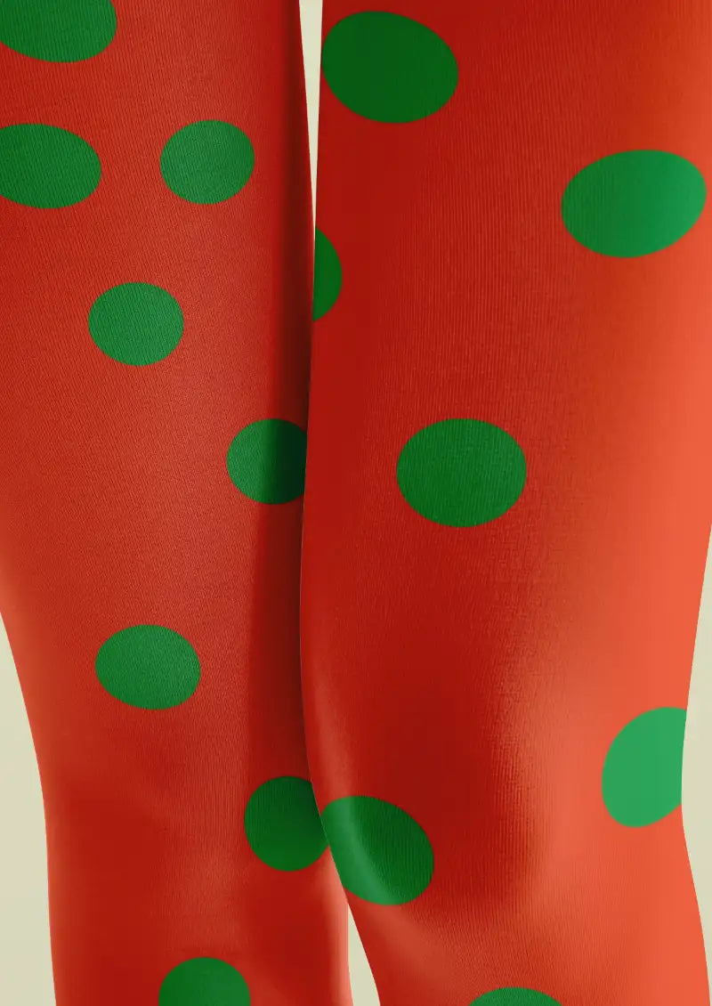 Red Green Polka Dot Tights