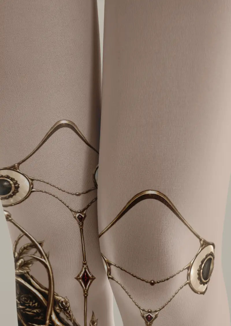 White Gothic Ornament Tattoo Tights
