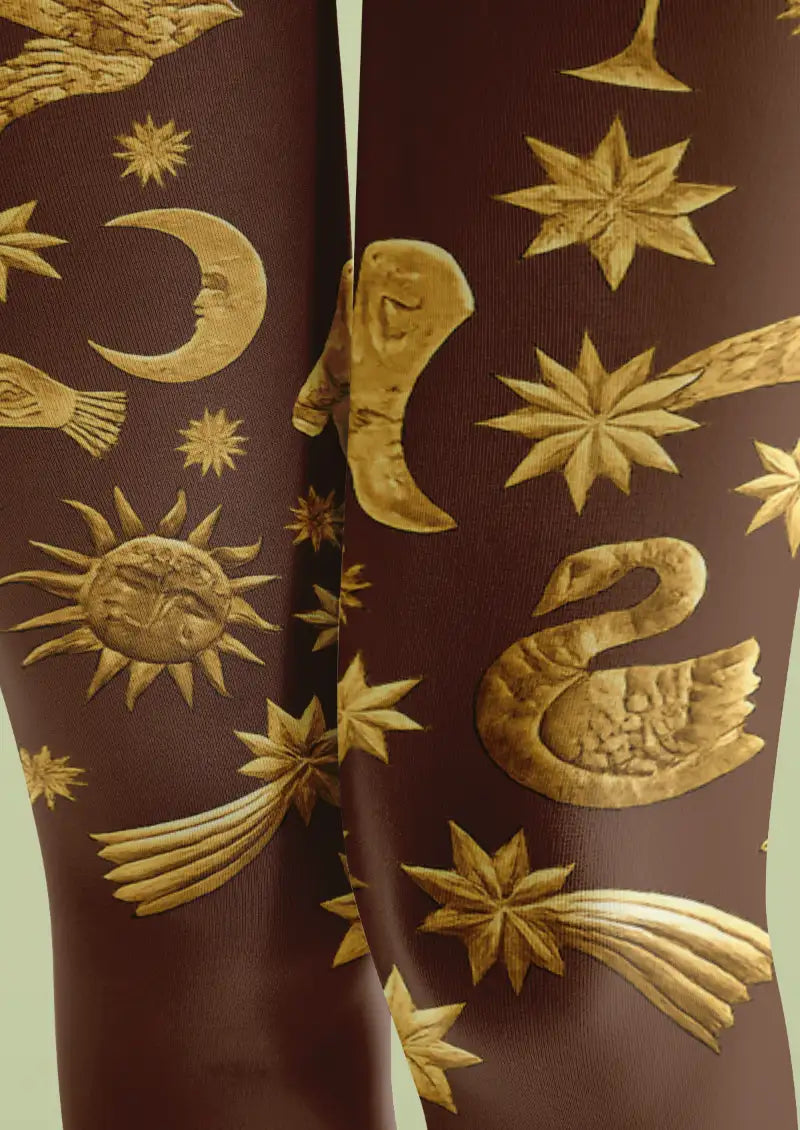 Celestial Sun Moon Zodiac Tights Hosiery Pantyhose