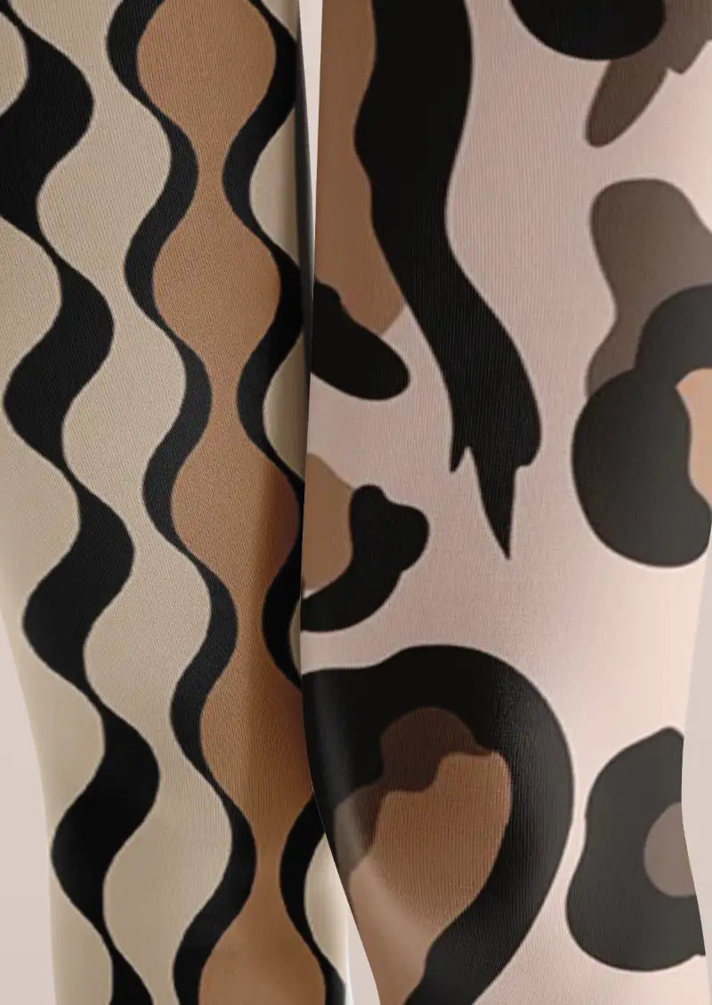 Animal Print Wave Pattern Tights Hosiery Pantyhose