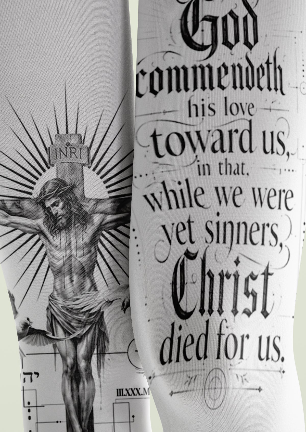 Religious Gothic Tattoo Scripture Printed Tights Hosiery Pantyhose