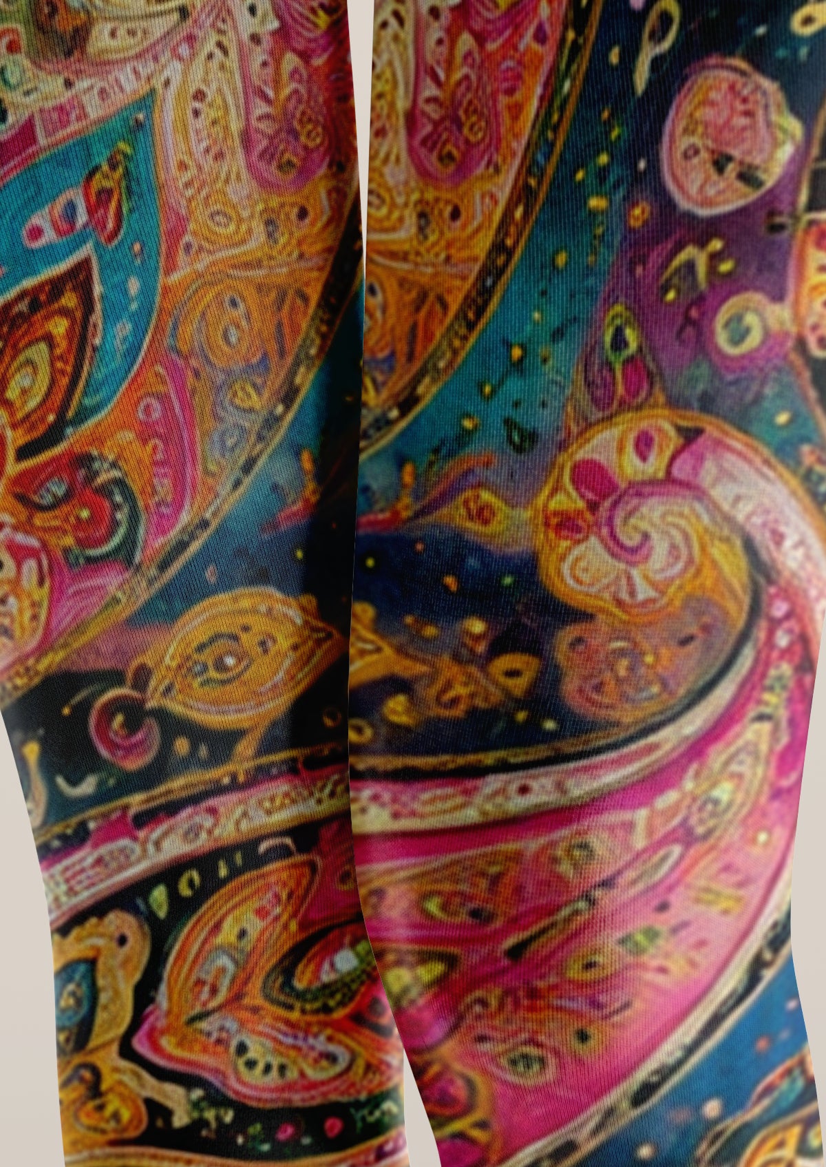 Navy Multicolor Paisley Tights