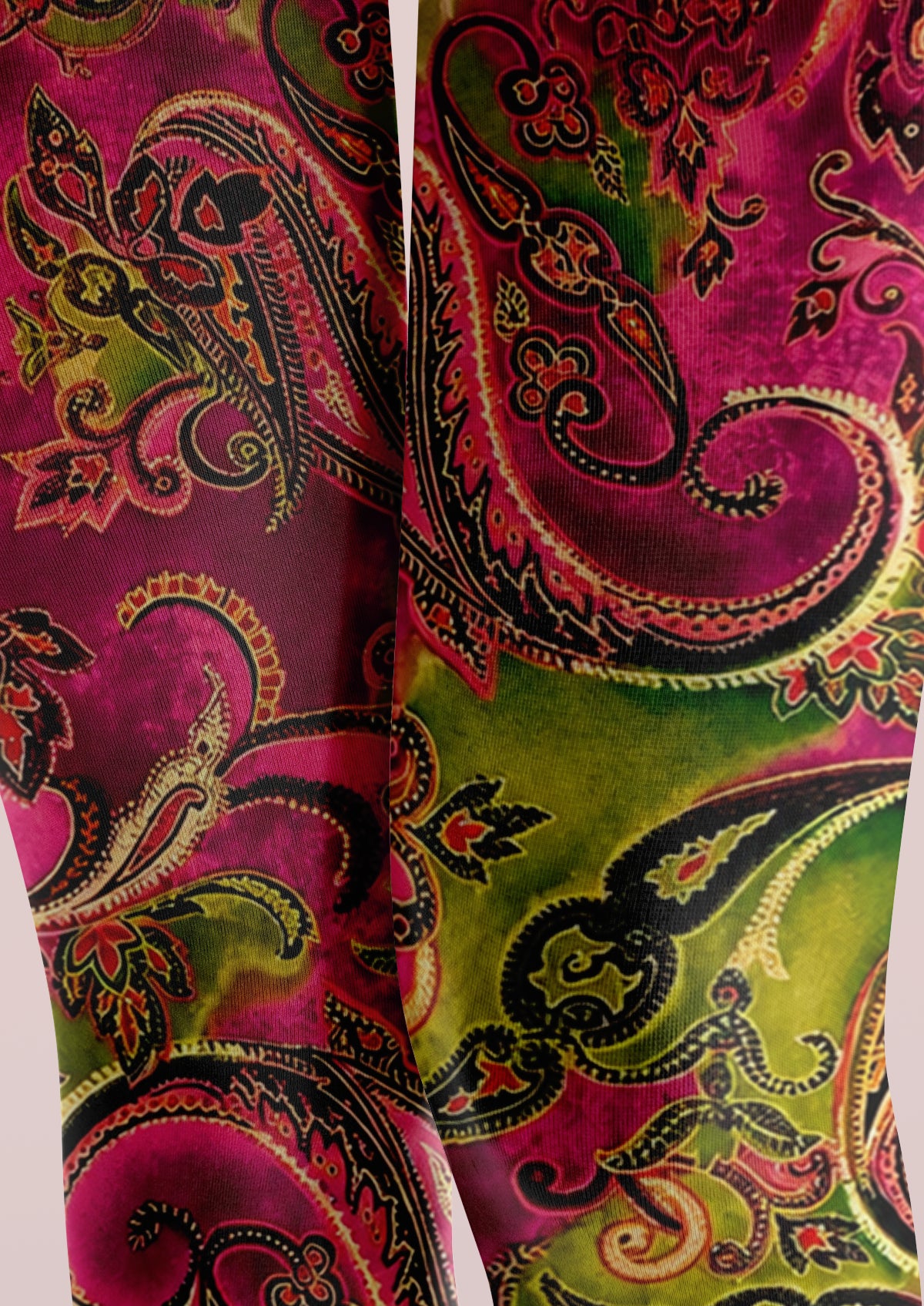 Pink Green Paisley Tights