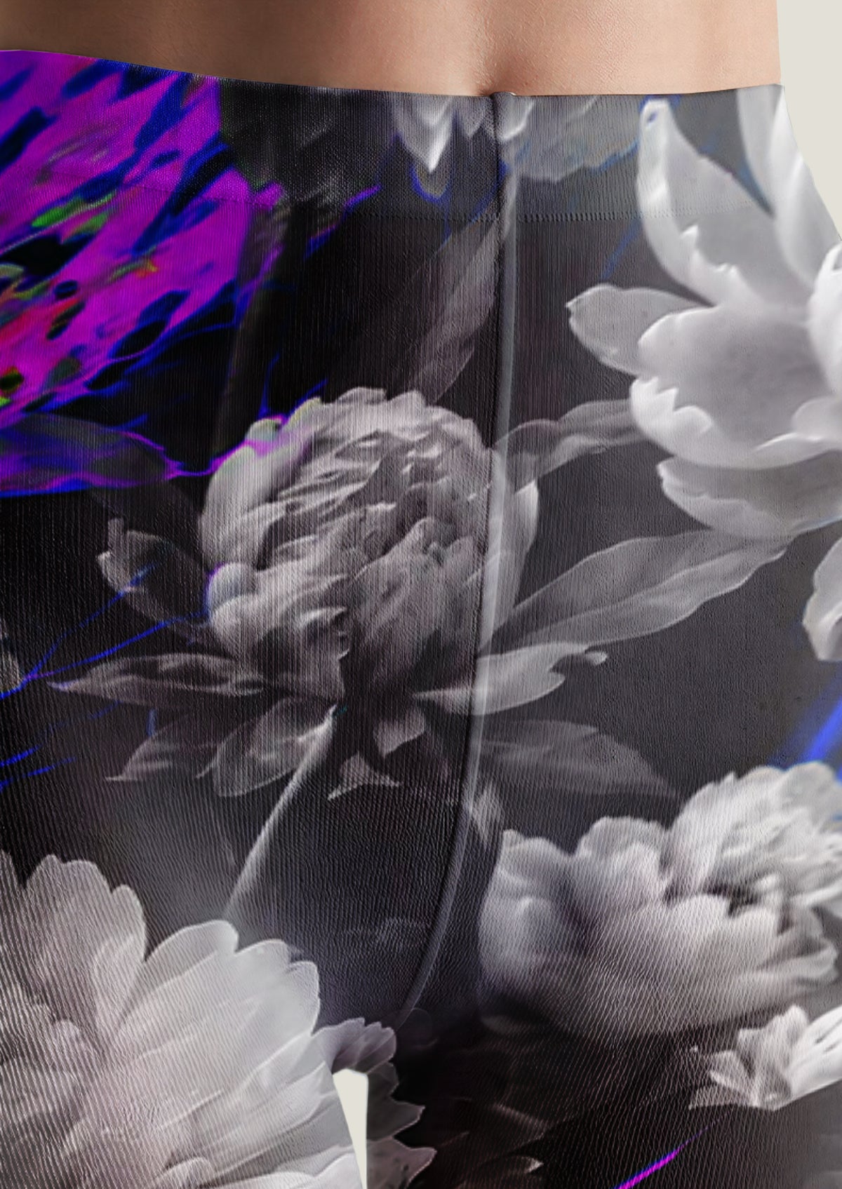 Black Glitch Floral Tights