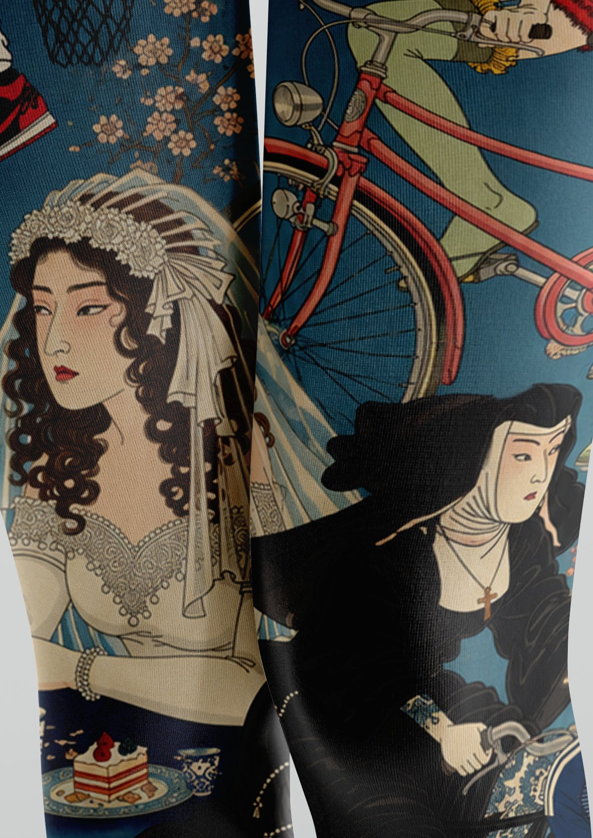 Blue Modern Ukiyo-e Tights