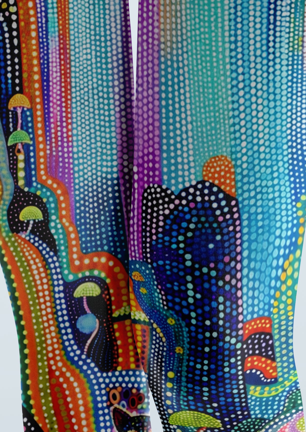 Multicolor Pointillist Cat Tights