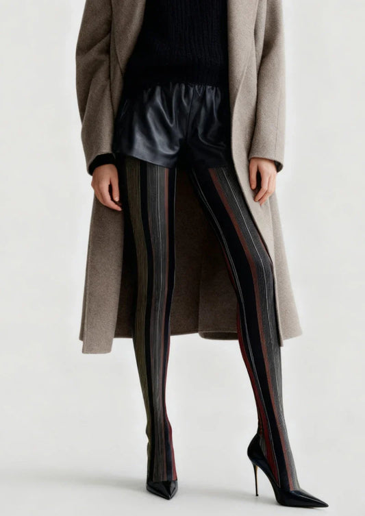 Black Texture Tights Hosiery Pantyhose