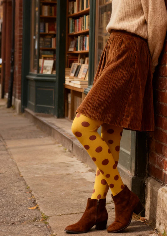 Yellow & Red Polka Dot Tights Hosiery Pantyhose