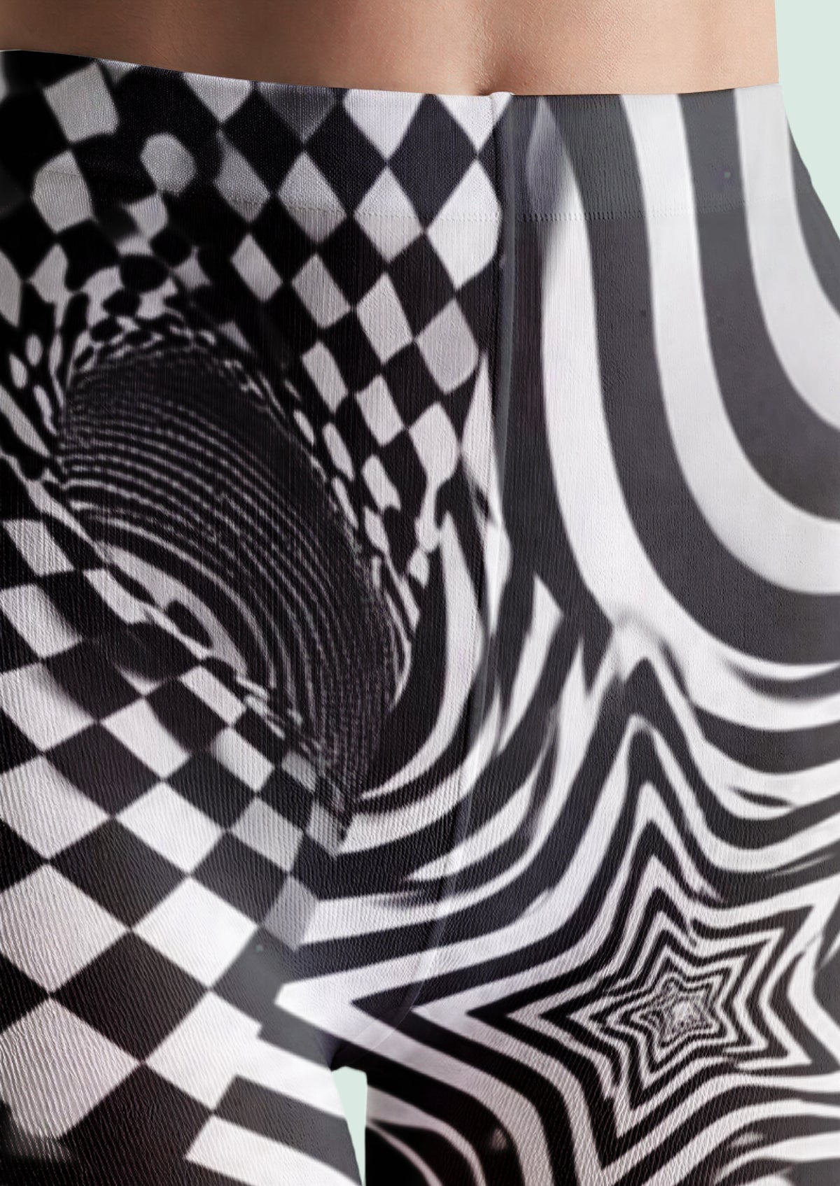 Black White Abstract Geometric Tights