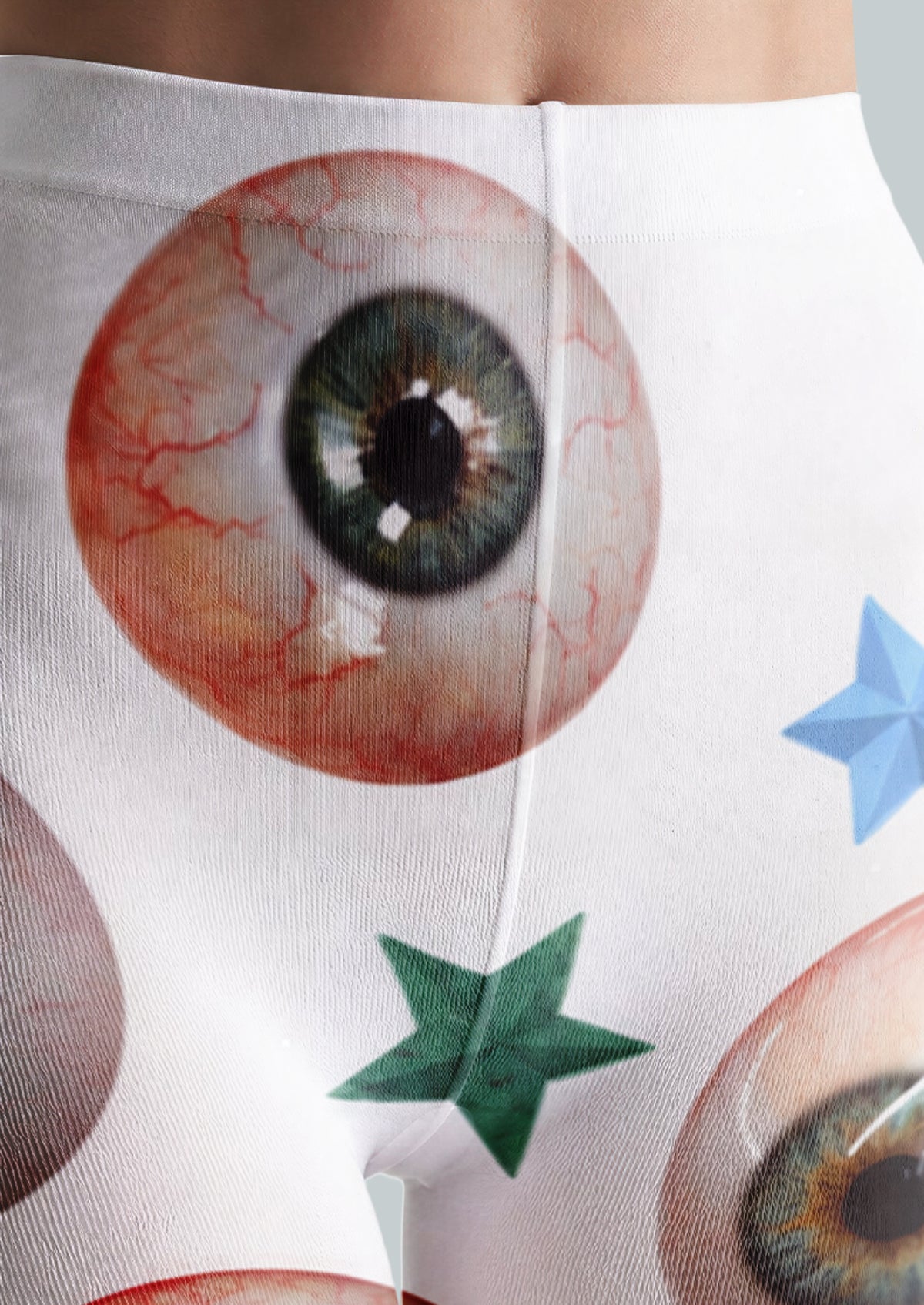 White Eyeball Print Tights