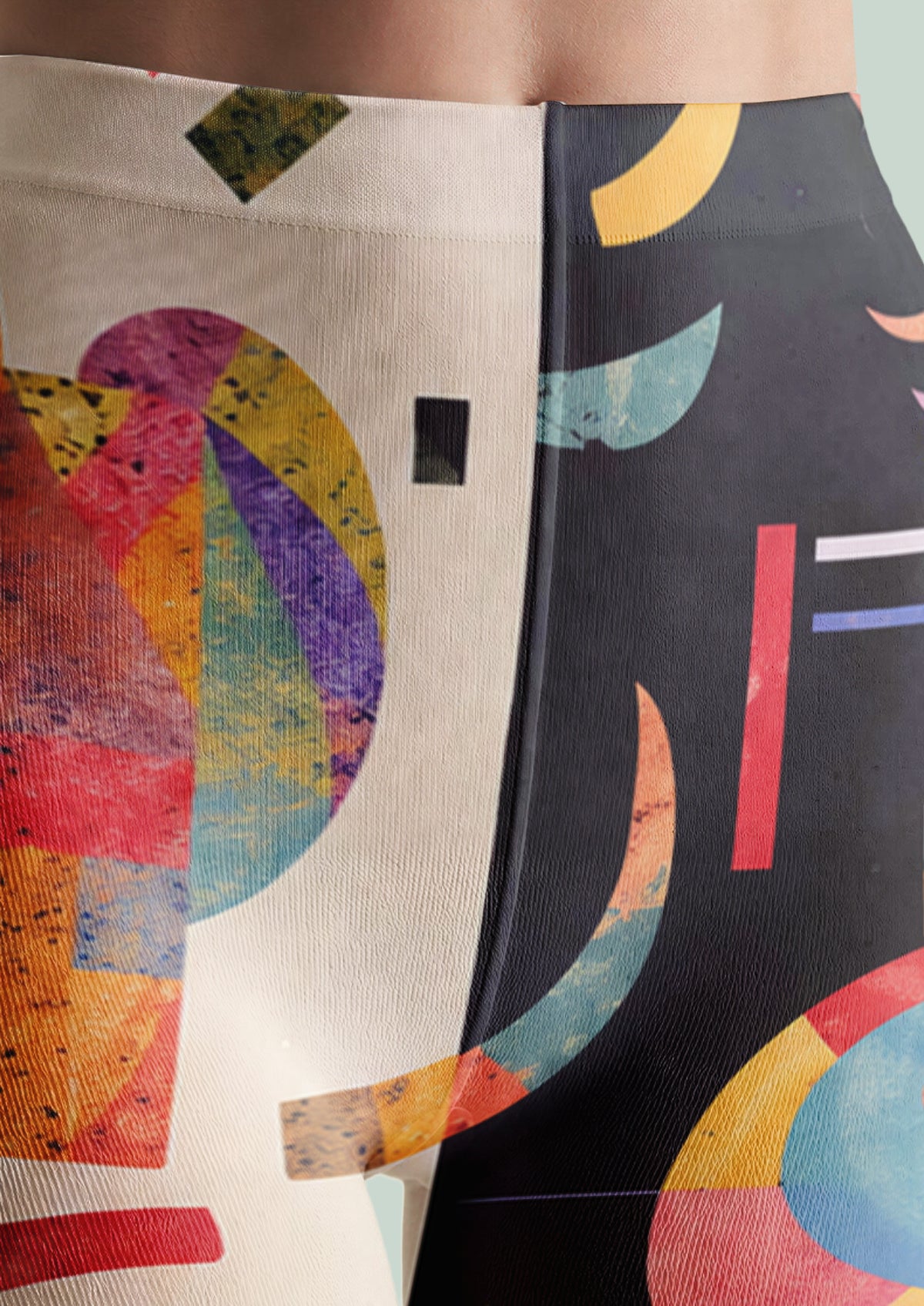 Black Ivory Mondrian Abstract Geometric Tights