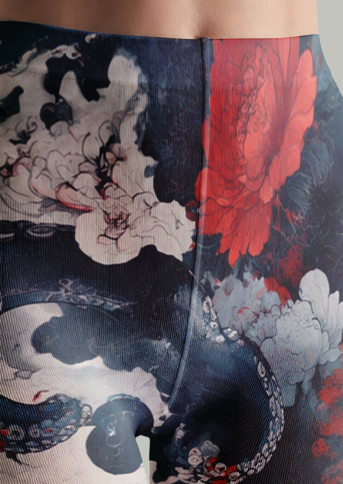 Blue Ukiyo-e Octopus and Floral Tights