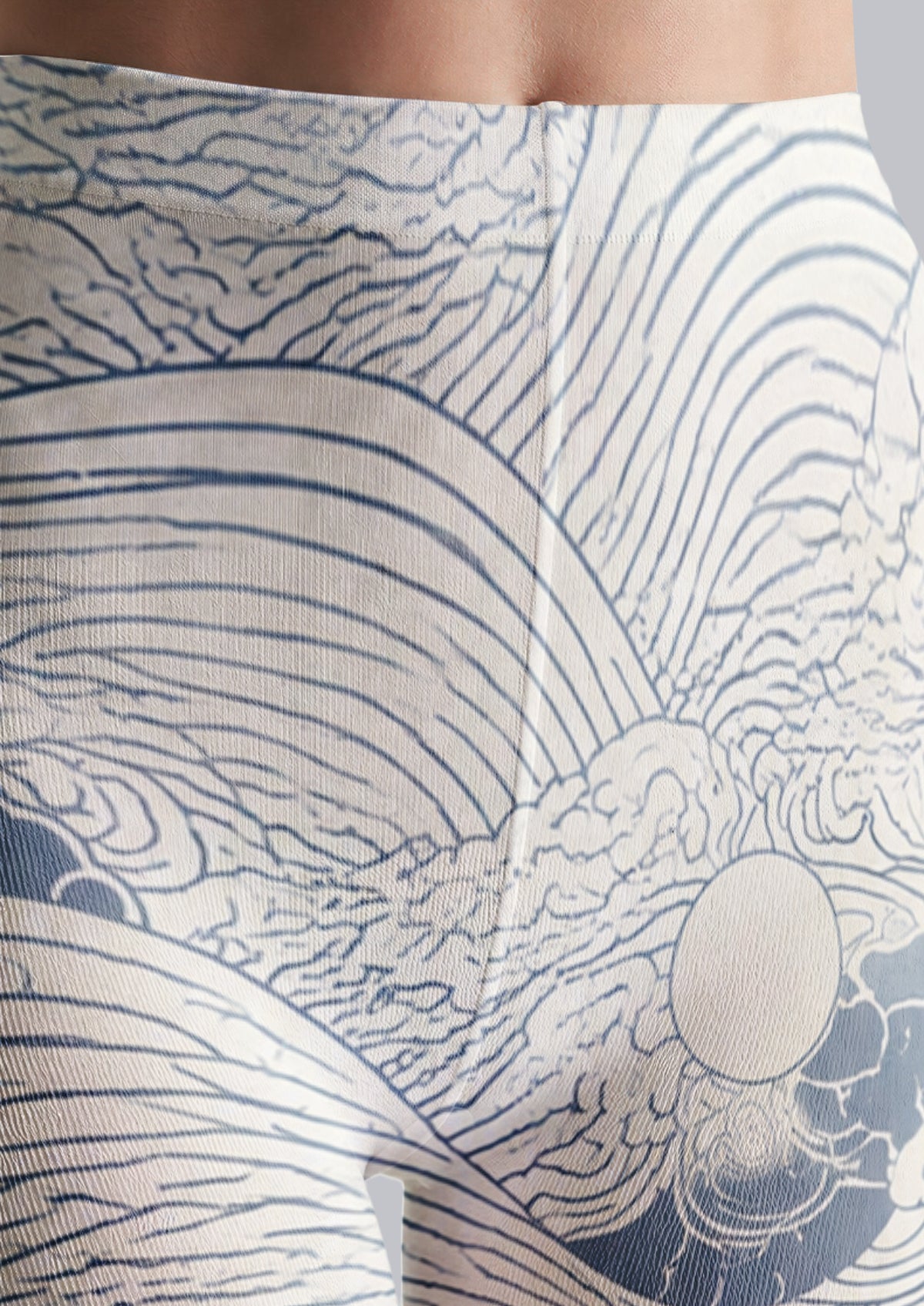 White and Blue Ukiyo-e Wave Tights