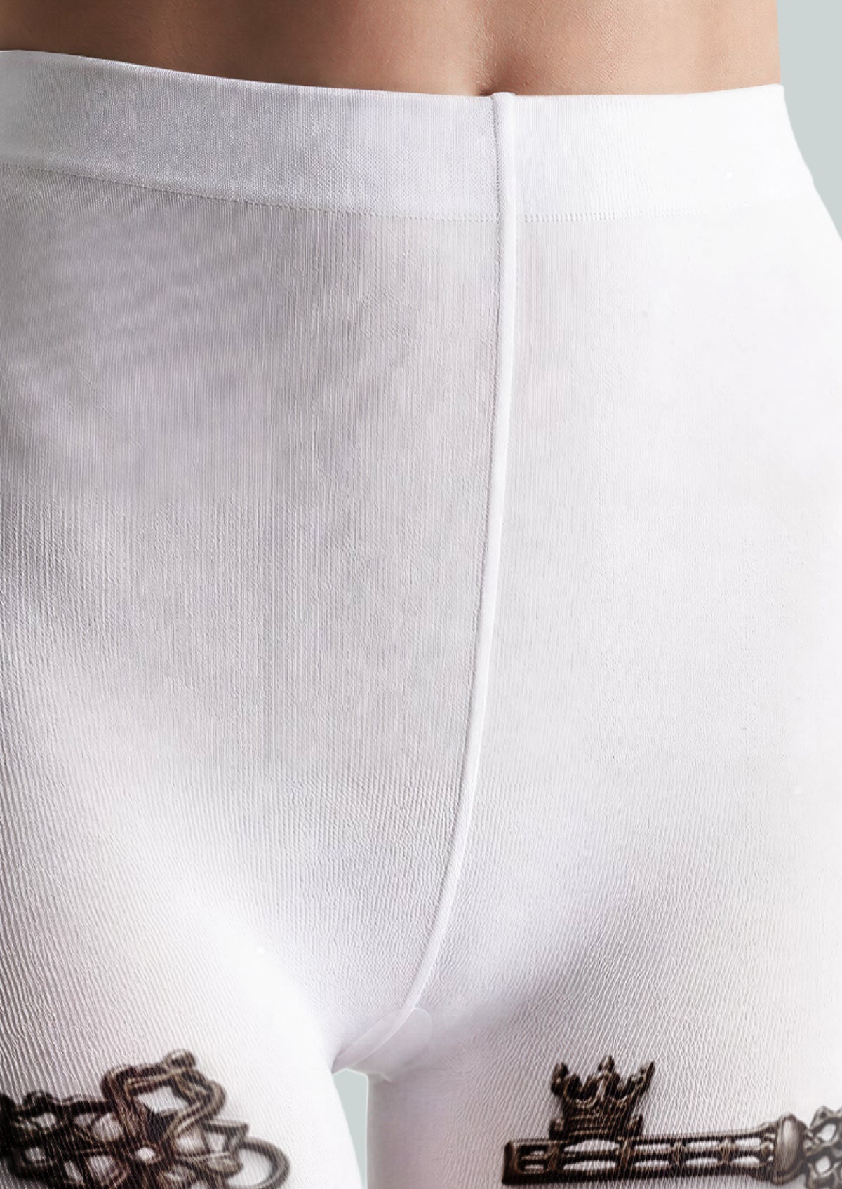 White Antique Key Tights