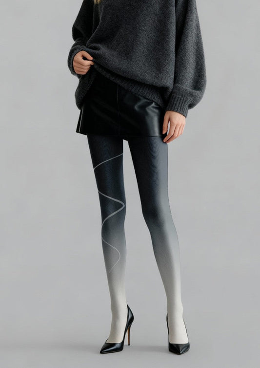 Monochrome Curve Graphic Tights Hosiery Pantyhose