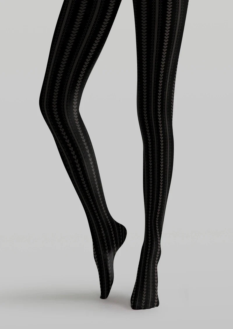 Black Ribbed Tights Hosiery Pantyhose