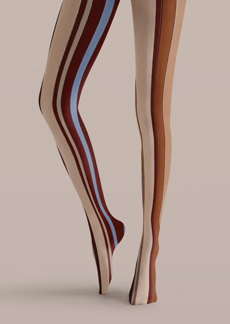 Brown Red Stripe Tights Hosiery Pantyhose