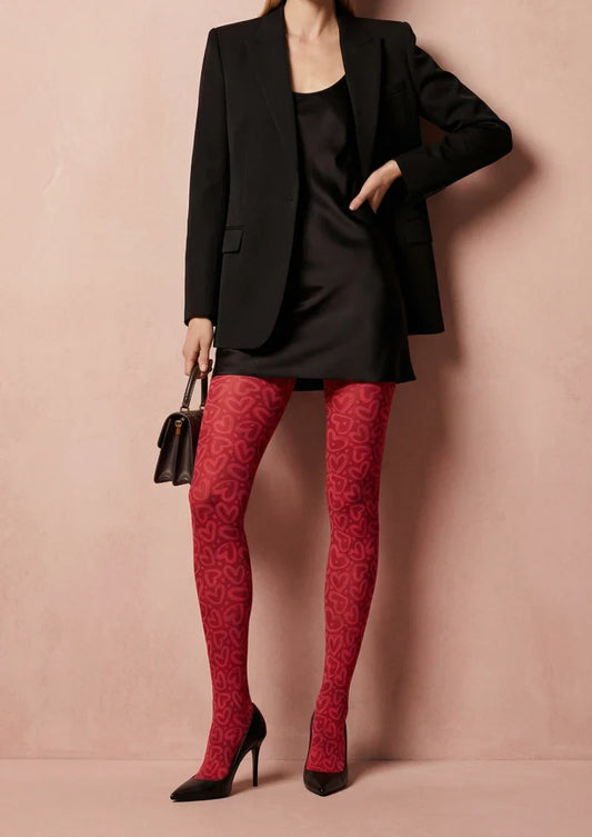 Valentine's Day Red Leopard Print Tights Hosiery Pantyhose