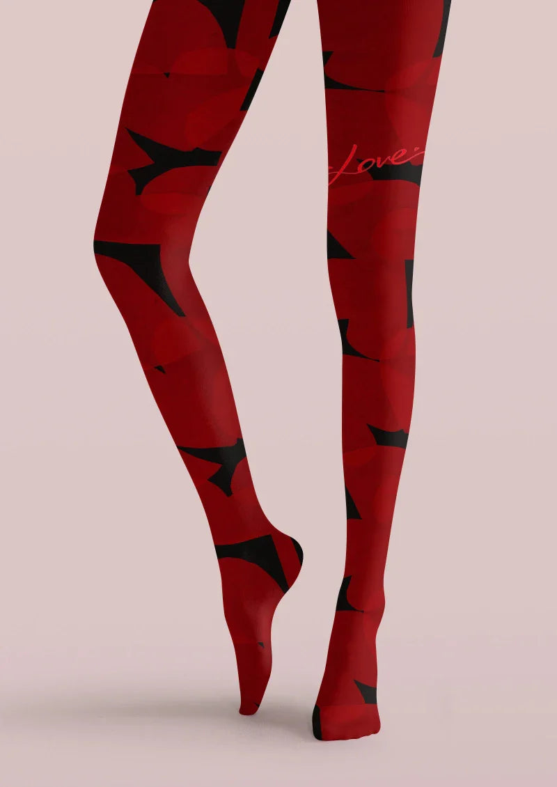 Valentine's Day Red Star Graphic Tights Hosiery Pantyhose