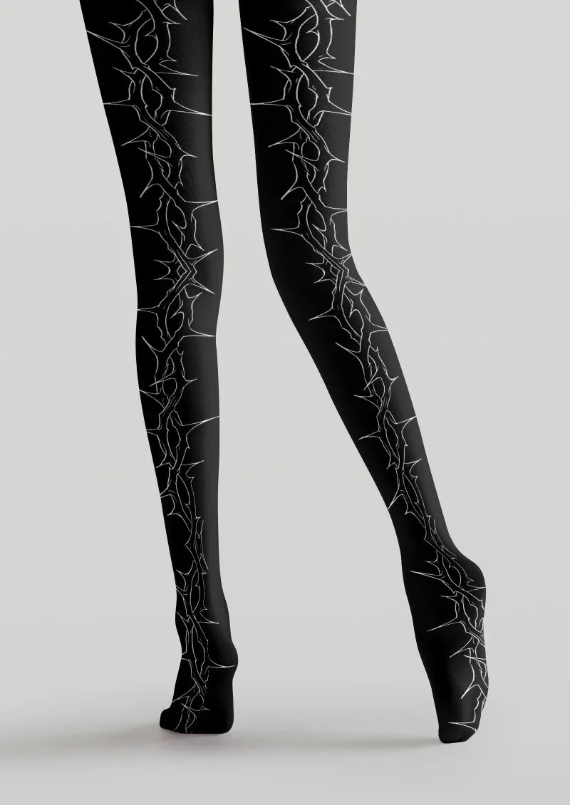 Black Line Graphic Tights Hosiery Pantyhose