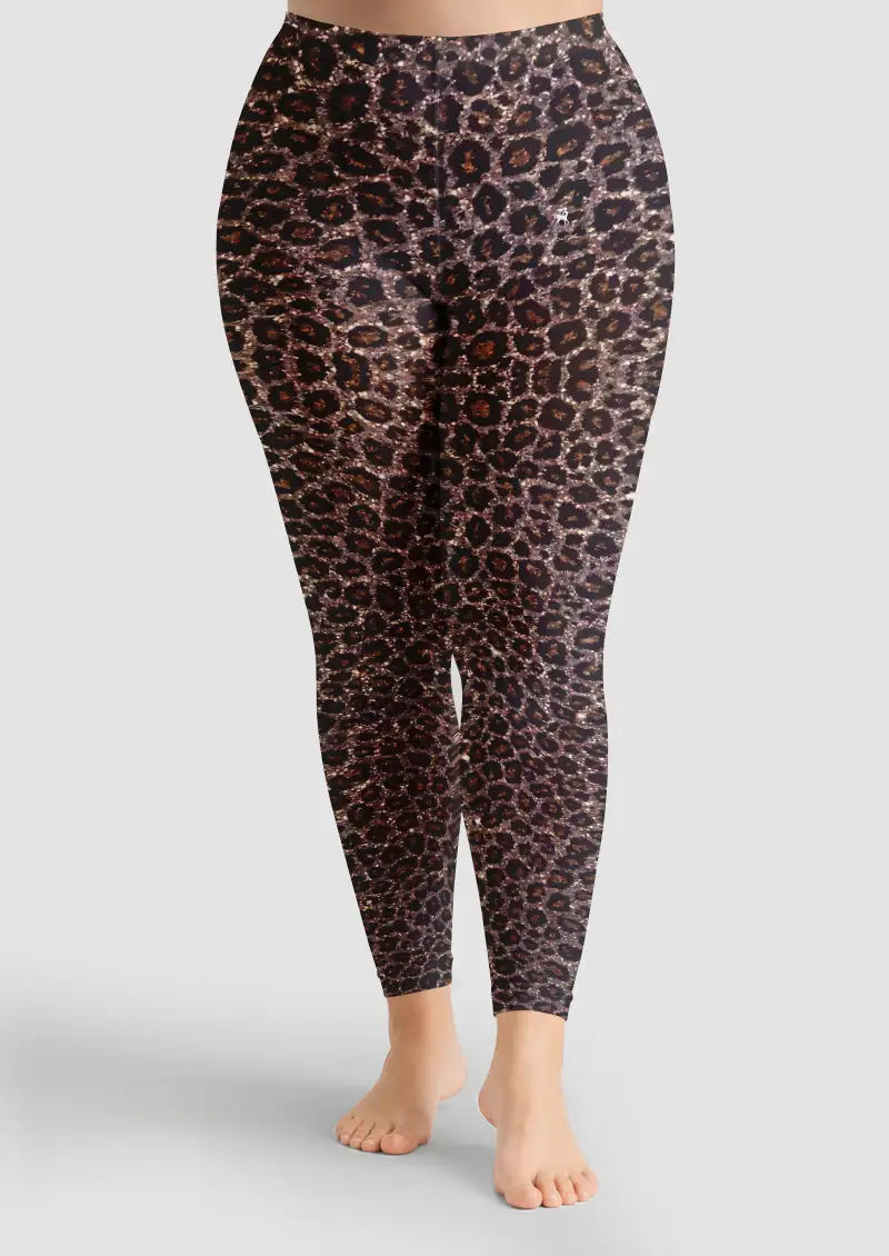 Glitter Leopard Animal Print Footless Tights Hosiery Leggings