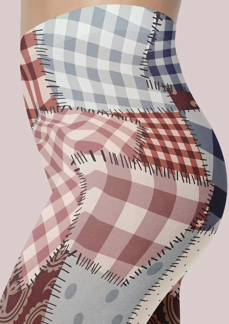 Multicolor Patchwork Plaid Footless Tights