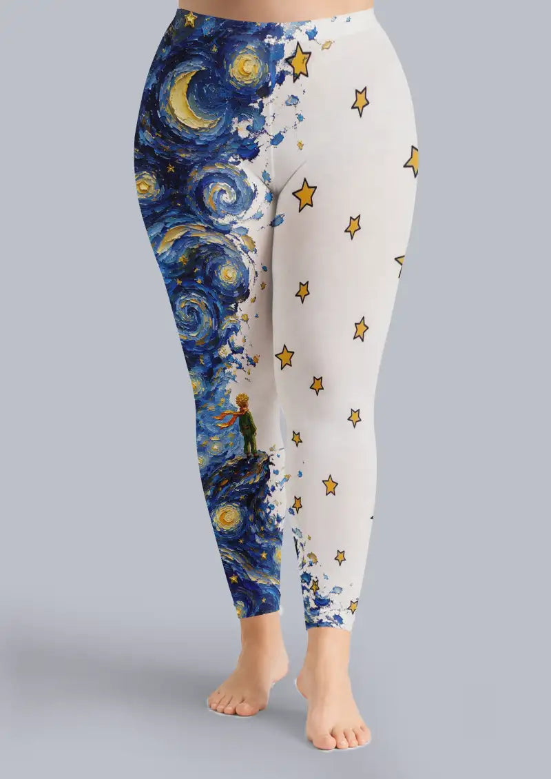 Blue Starry Sky Character Footless Tights