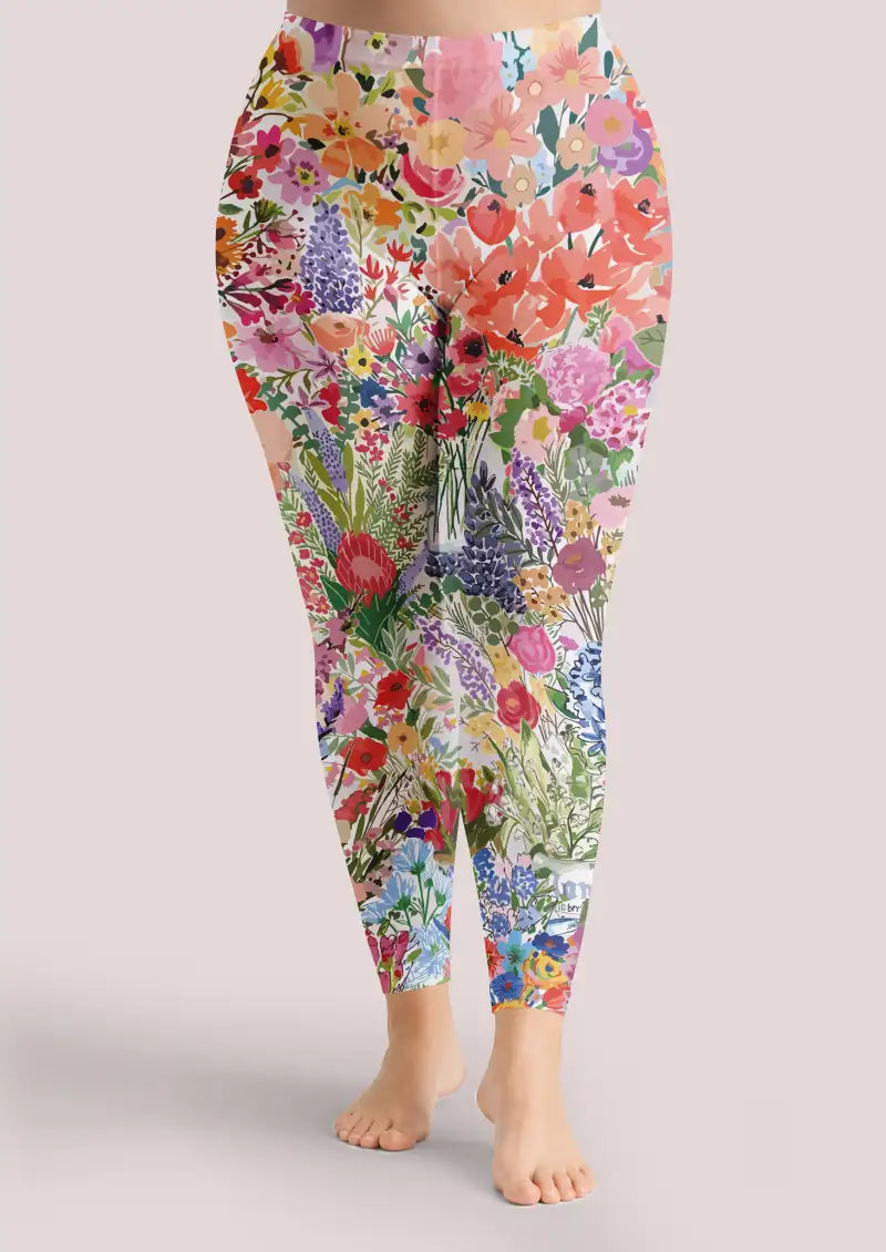 Colorful Garden Floral Footless Tights Hosiery Leggings