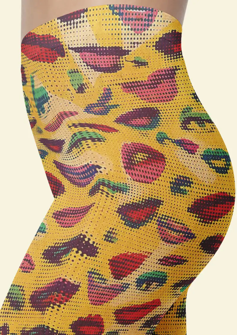 Pop Lips Dot Graphic Footless Tights Hosiery Leggings