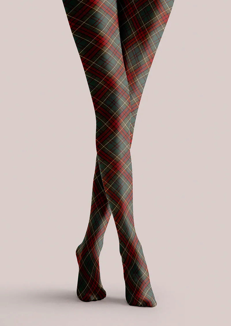 Christmas Holiday Plaid Story Tights Hosiery Pantyhose