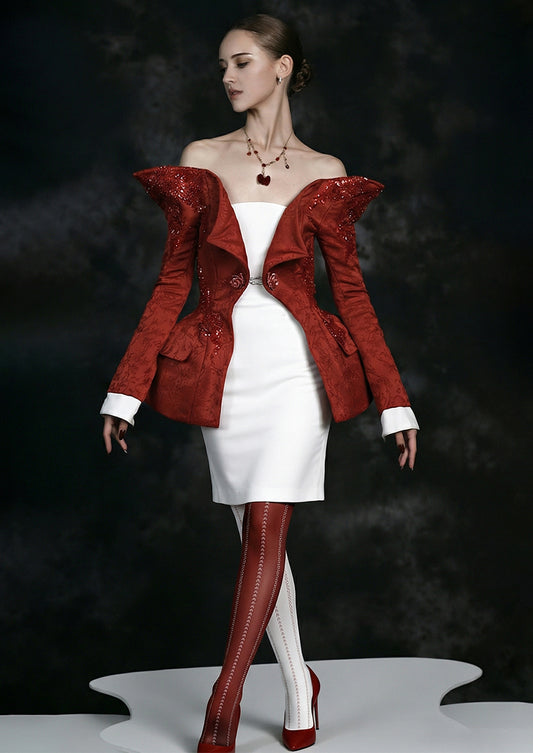 Red White Stitch Tights Hosiery Pantyhose