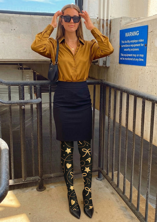 Golden Charm Printed Tights Hosiery Pantyhose