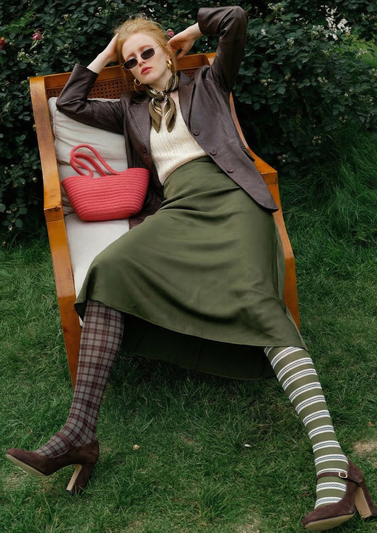 Plaid Striped Patchwork Printed Tights Hosiery Pantyhose