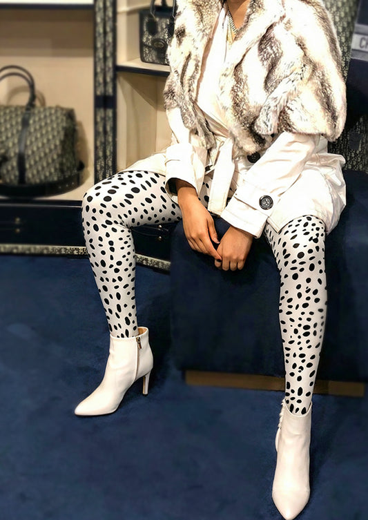 Black White Dalmatian Tights Hosiery Pantyhose