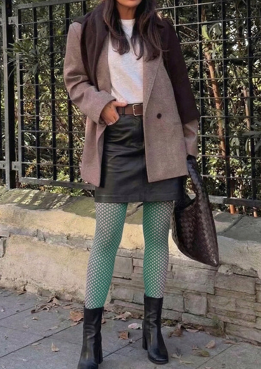 Green Pink Polka Dot Printed Tights Hosiery Pantyhose