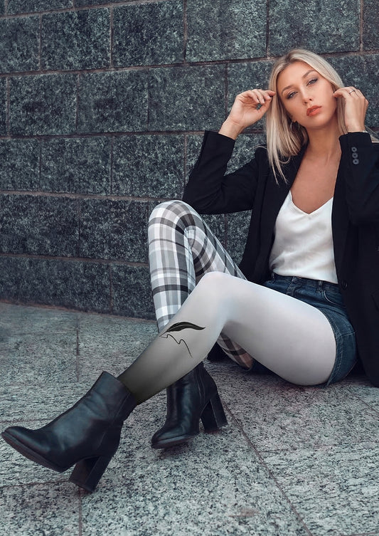 Plaid Gradient Printed Tights Hosiery Pantyhose