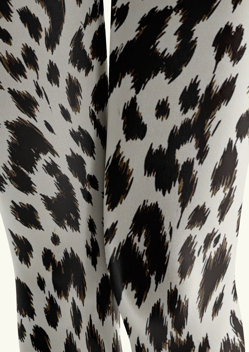 White Black Leopard Print Tights Hosiery Pantyhose