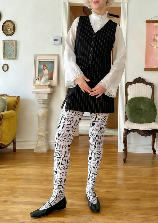 Valentine's Day Love Notes Tights Hosiery Pantyhose