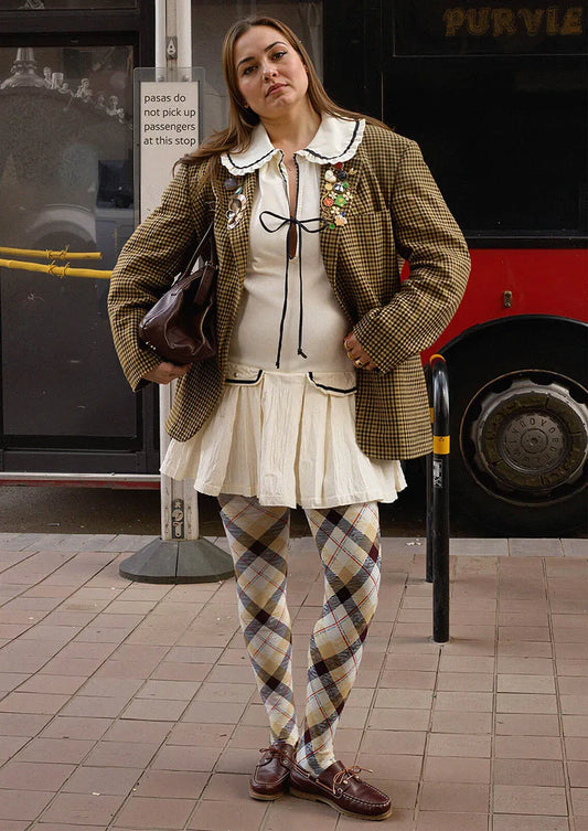 Beige Diamond Tights Hosiery Pantyhose