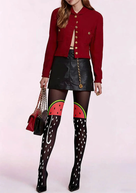 Fun Art Watermelon Slice Tights Hosiery Pantyhose